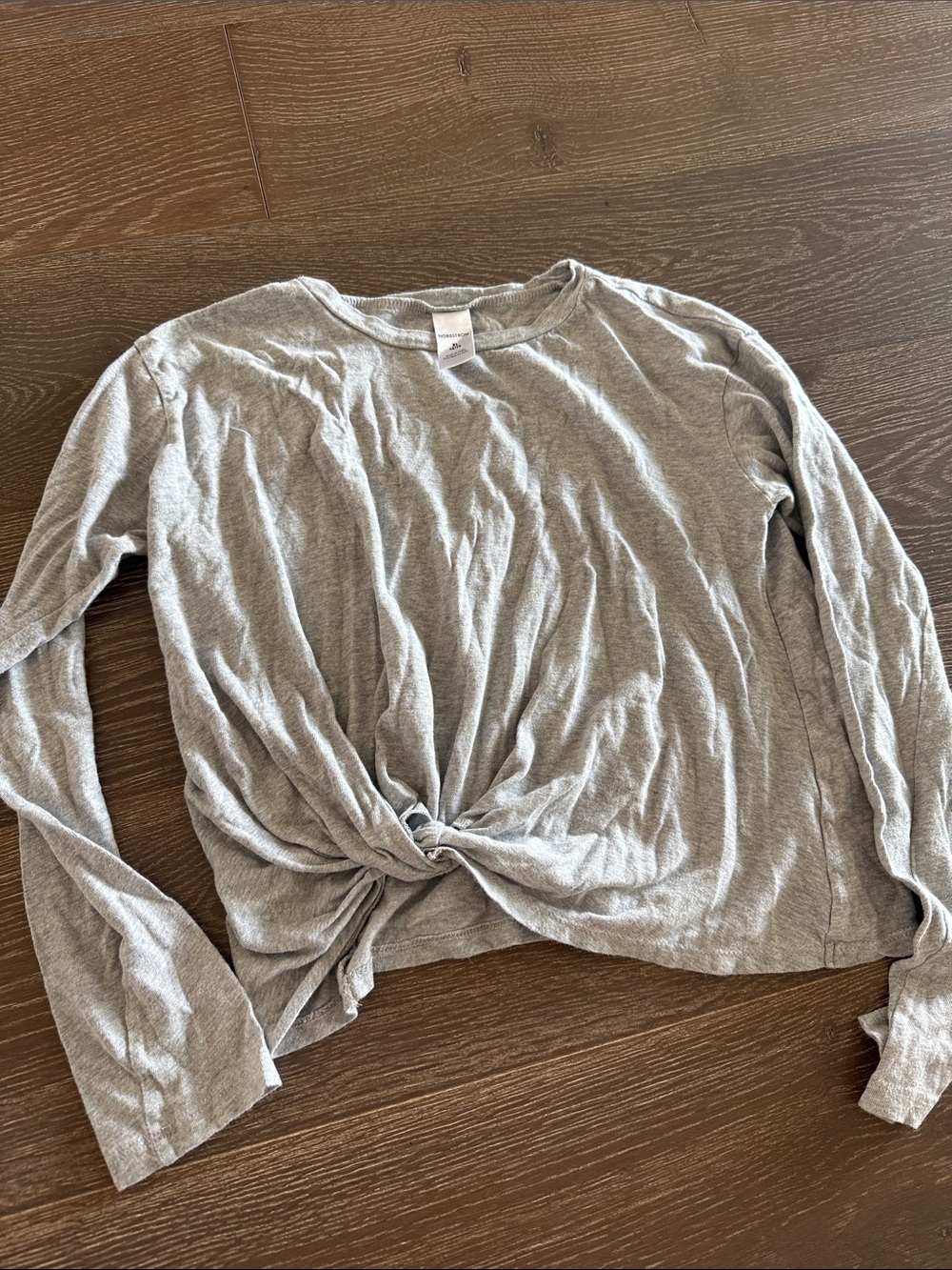 Nordstroms Lightweight Grey Twist-Front Long Sleeve Top. XL 14/16
